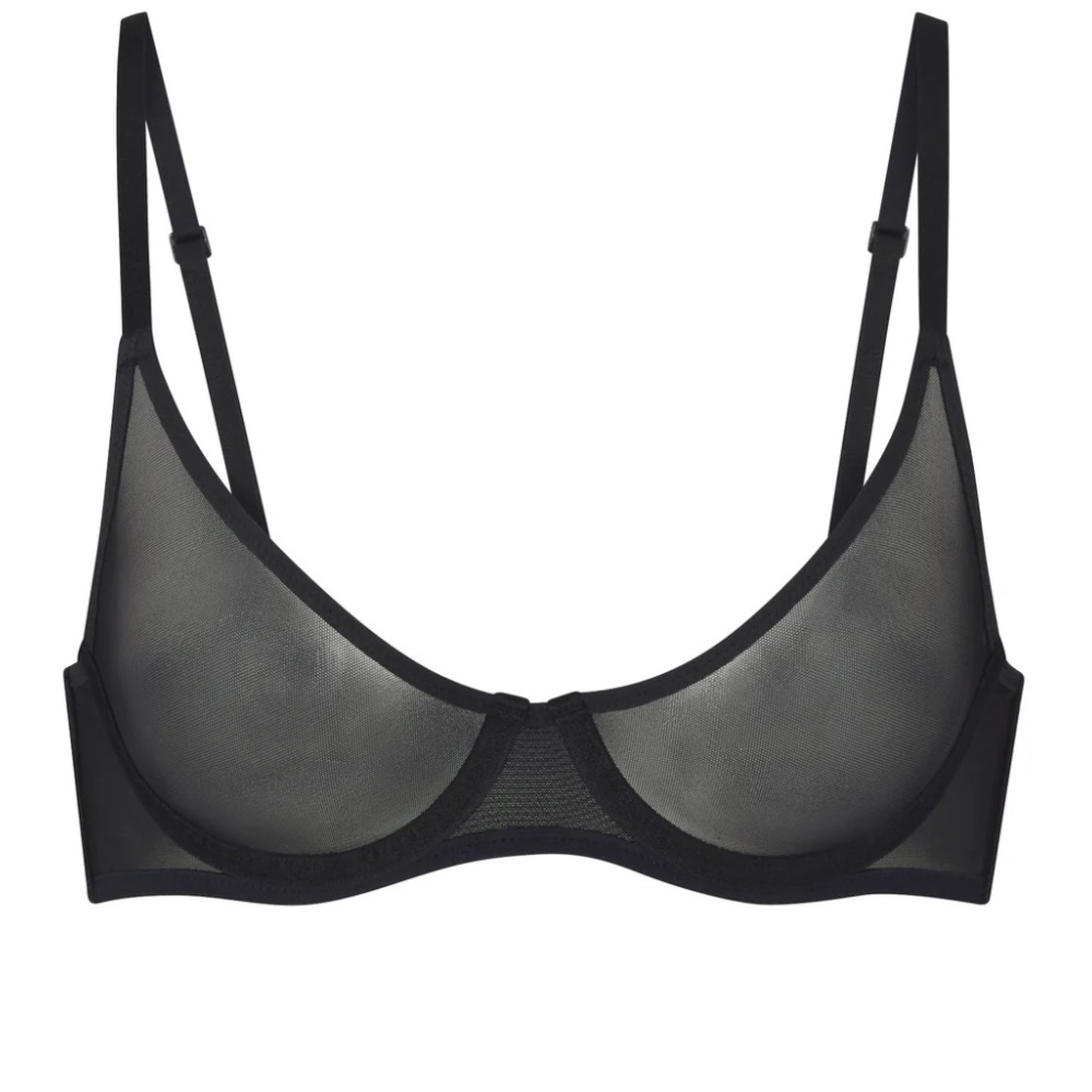 SKIMS ULTRA FINE MESH SCOOP BRA (BNWT) (32C) (ONYX)